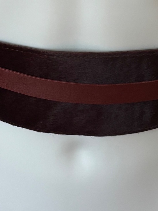 NWOT Sandy Duftler Genuine Leather Wrap Belt Burgundy Suede Sz Large main image 4